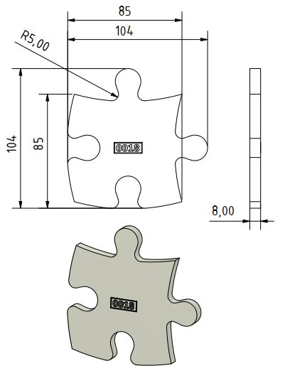 Frässchablone Puzzleteil-Verbindung Frässchablone Puzzleteil-Verbindung