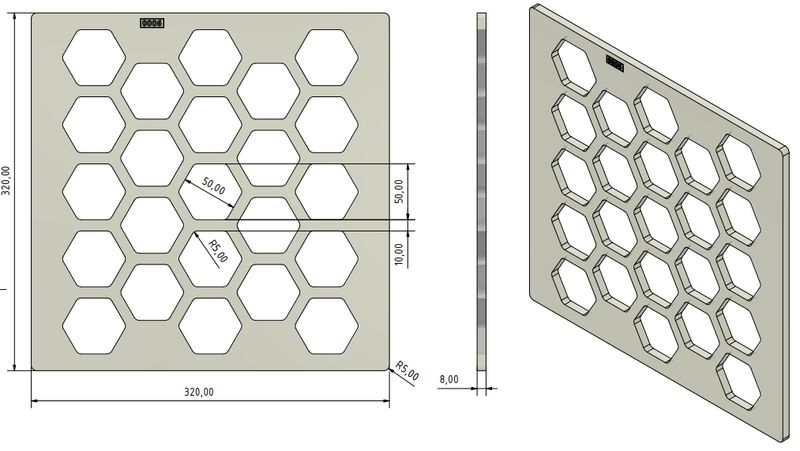Frässchablone - Wabenstruktur 50mm Frässchablone - Wabenstruktur 50mm
