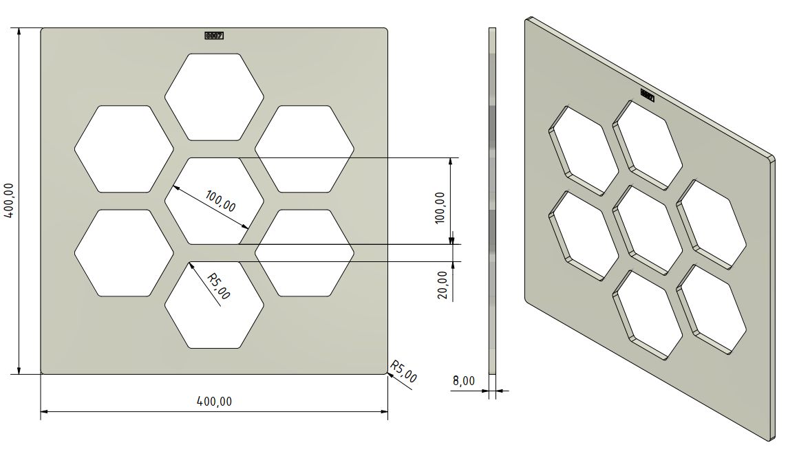 Frässchablone - Wabenstruktur 100mm
