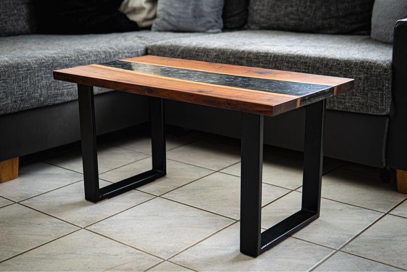 Couchtisch Nussbaum - Black Grey Swirl Couchtisch Nussbaum - Black Grey Swirl