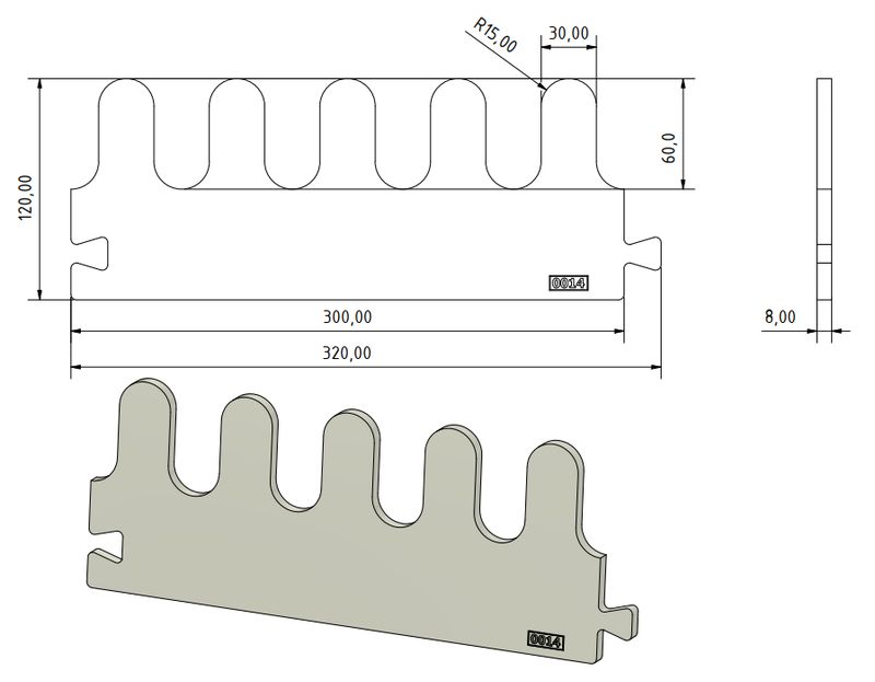 Frässchablone - U-Zahnverbindung Frässchablone - U-Zahnverbindung