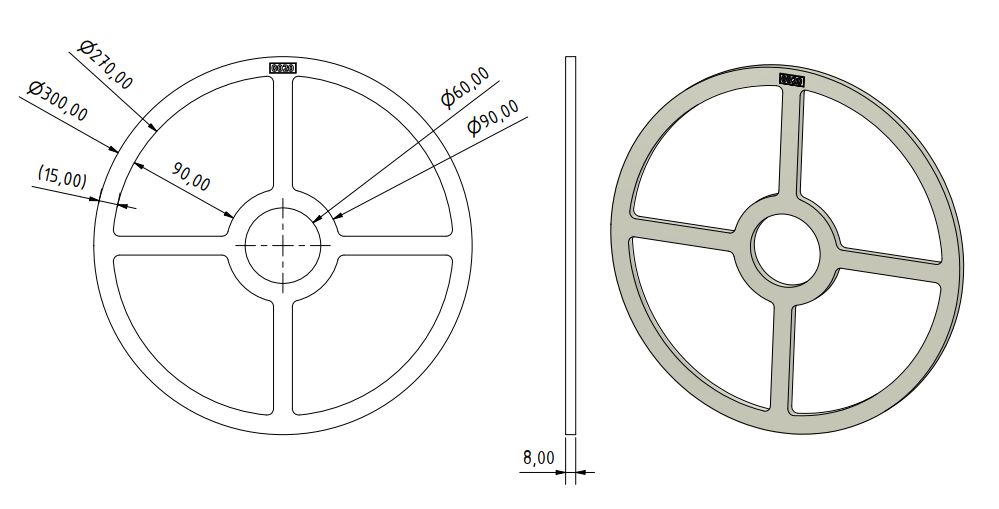 Frässchablone Snackbrett Rund 300mm
