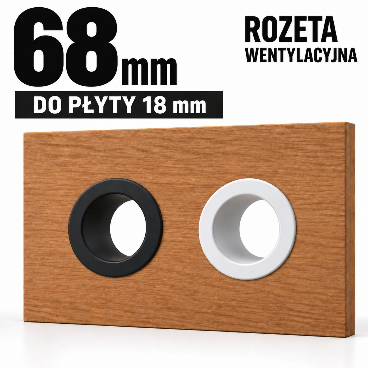 Rozeta wentylacyjna okrągła Ø68 mm – do płyty meblowej 18 mm