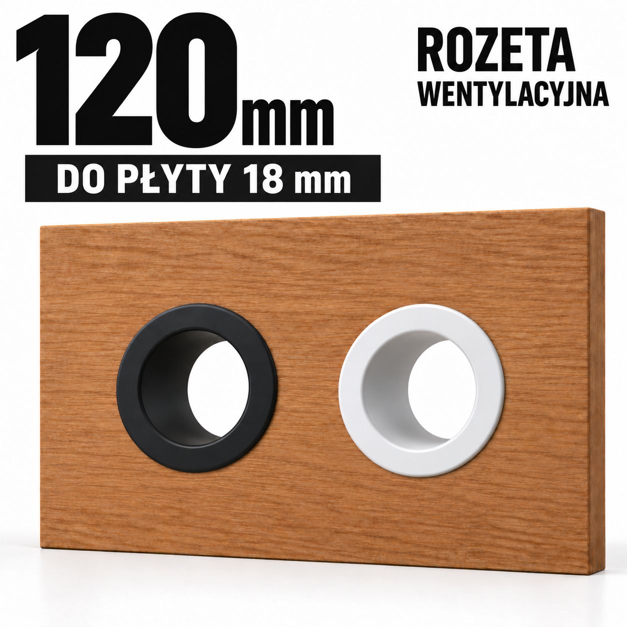 Rozeta wentylacyjna okrągła Ø120 mm – do płyty meblowej 18 mm