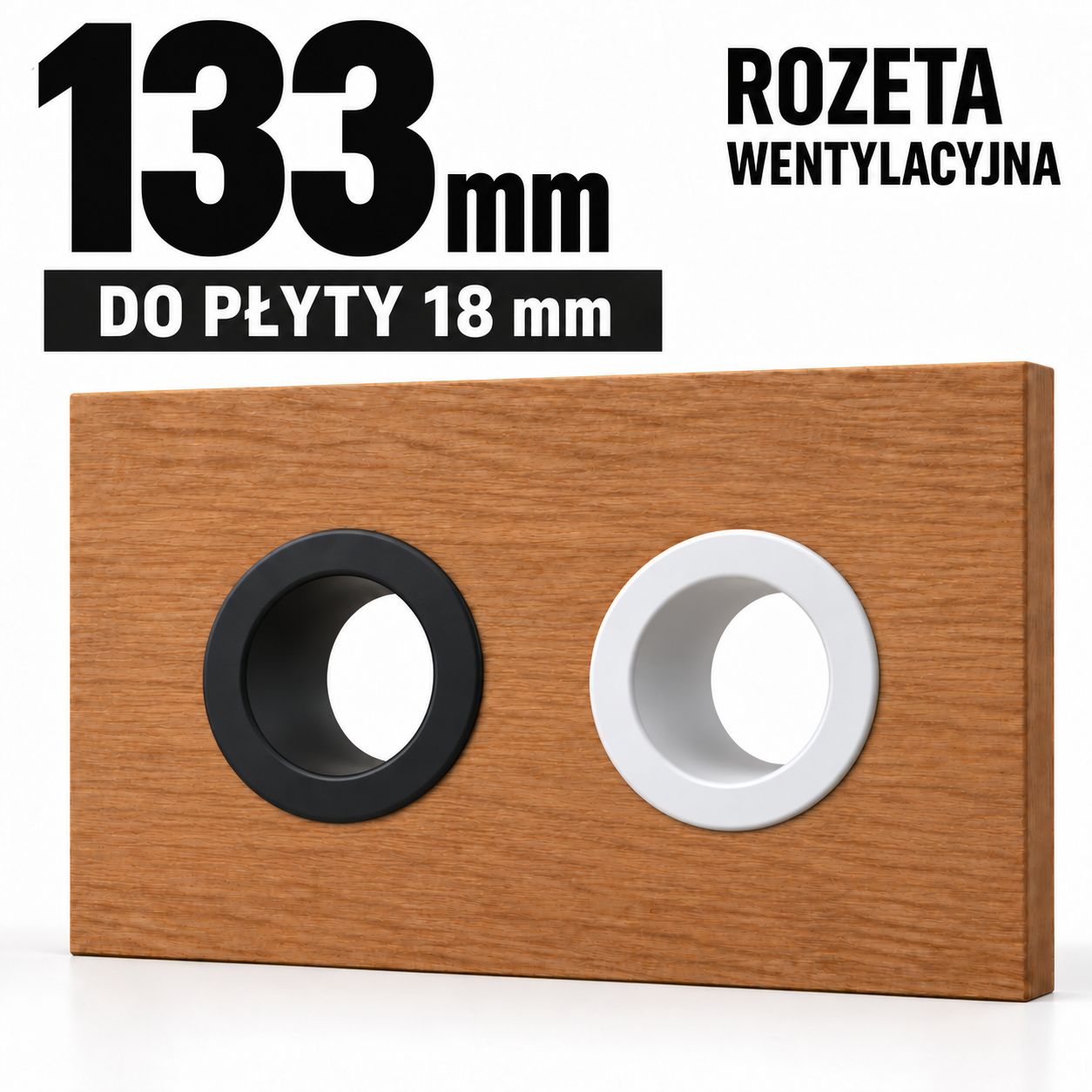 Rozeta wentylacyjna okrągła Ø133 mm – do płyty meblowej 18 mm