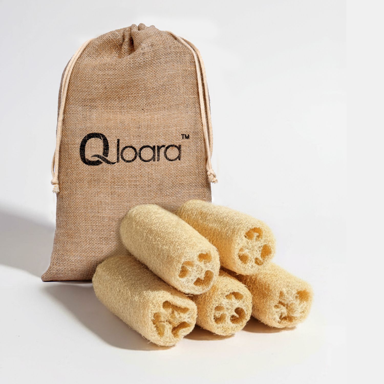 Qloara 7&quot; Natural Loofah Exfoliating Body Scrubber |Shower Exfoliating Loofa Bath Sponge for Men and Women |Shower Scrubber (Pack of 5)