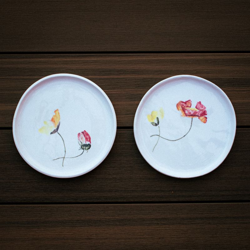 Conjunto de Platos de Flores
