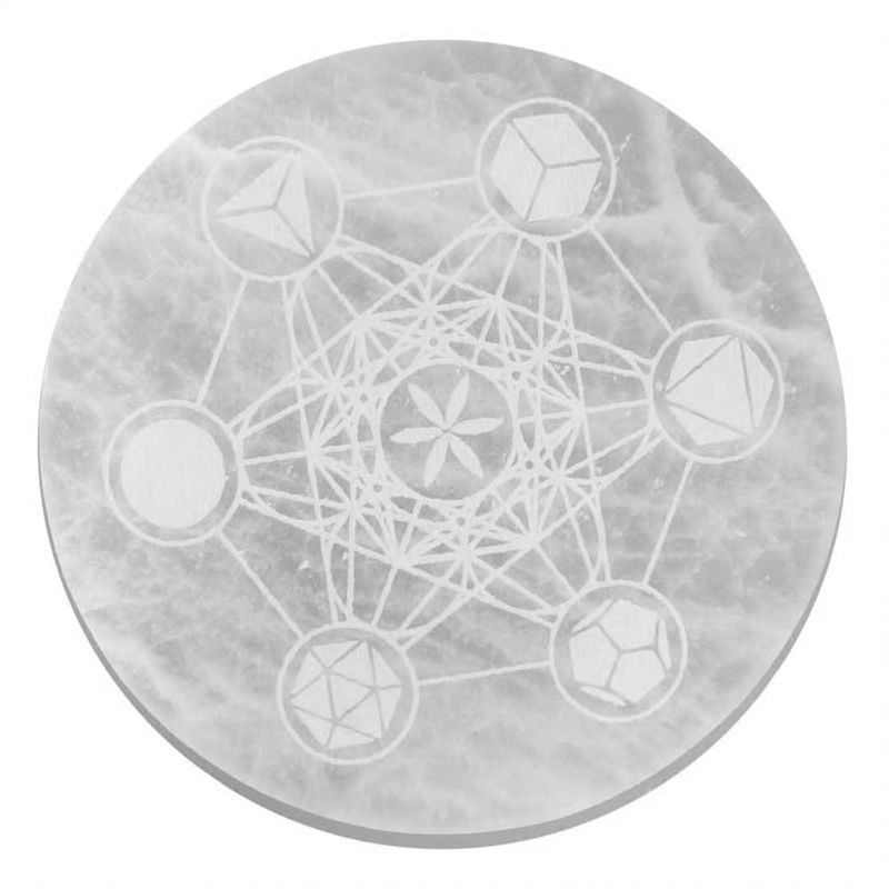 18cm Sacred Geometry Selenite Charging Plates