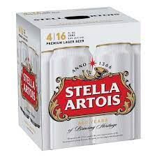 Stella Artois 16oz can 4pk