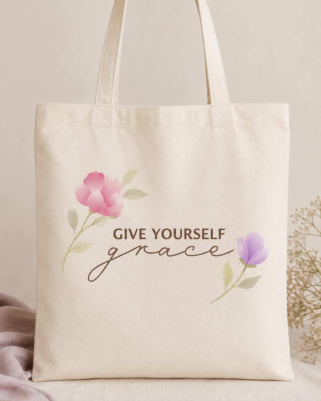 TOTE BAG que hace match con tu agenda 2027 GIVE YOURSSELF GRACE
