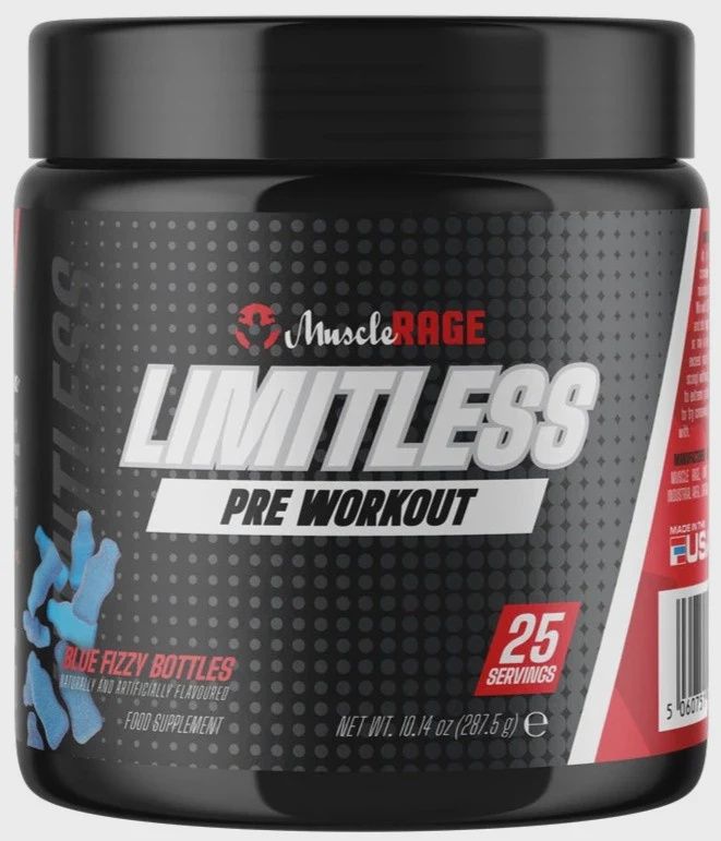 MuscleRAGE Limitless Unleashed 350g, Flavour: Blue Fizzy Bottles