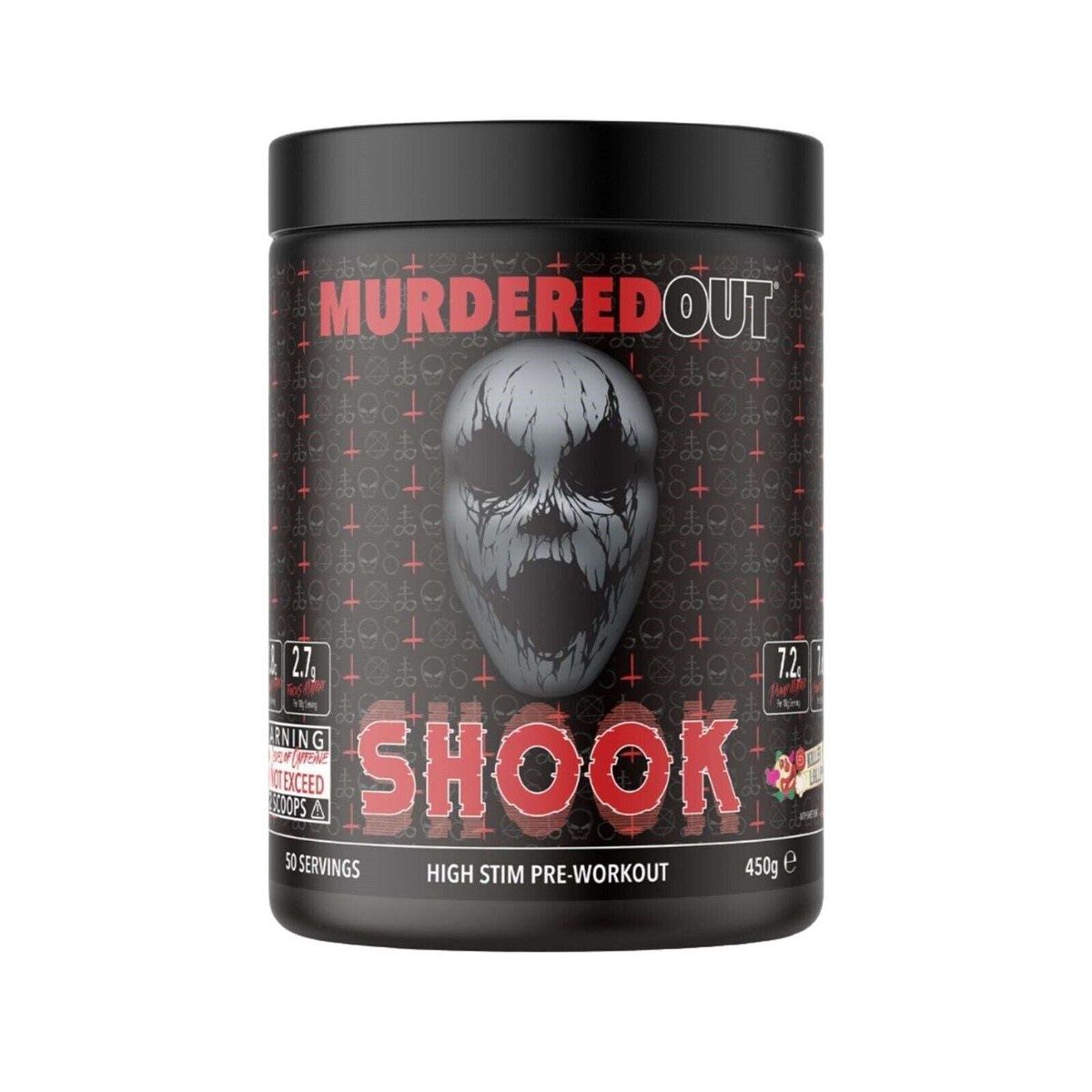 Murdered Out SHOOK High Stim Pre Workout 450g Murdered Out SHOOK High Stim Pre Workout 450g, Flavour: Bubble Scum