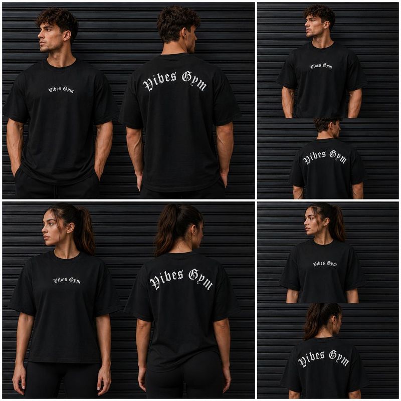 NEW Vibes Gym Gothic Style Premium Heavyweight T-Shirt 300gsm