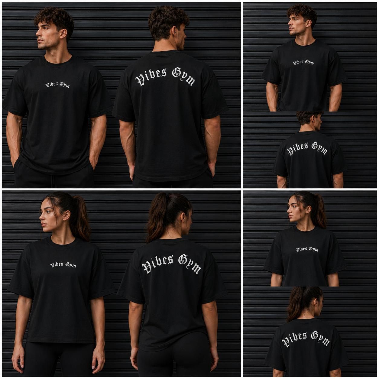NEW Vibes Gym Gothic Style Premium Heavyweight T-Shirt 300gsm, Colour: Deep Black, Size: S