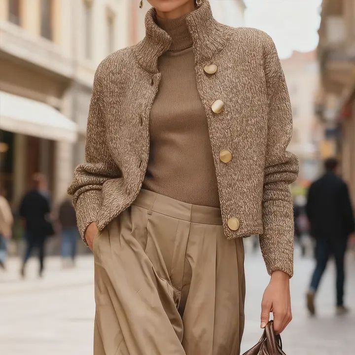 High Neck Cardigan Latte