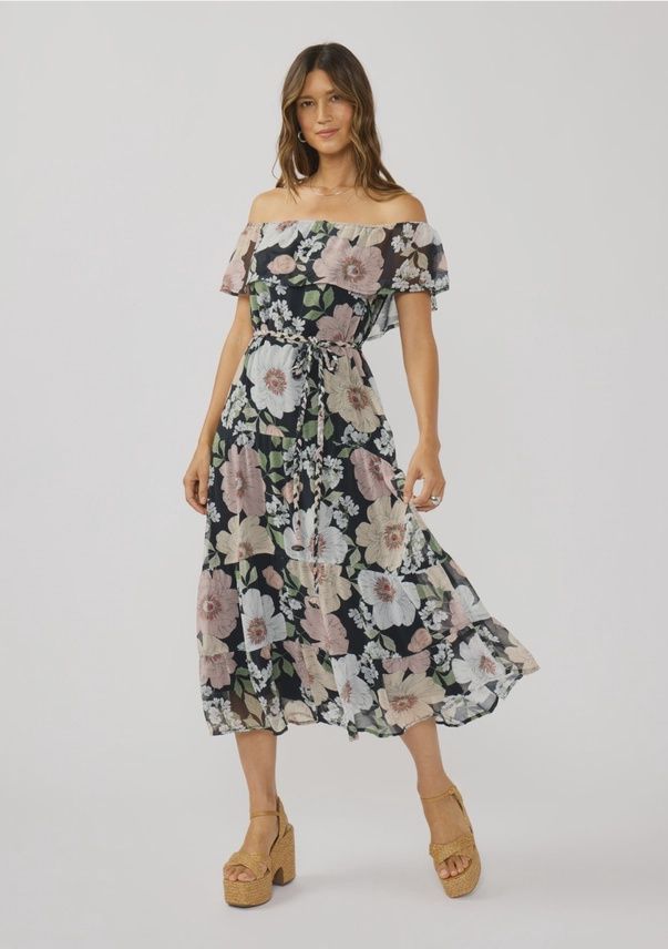 Seniorita Floral Black Midi