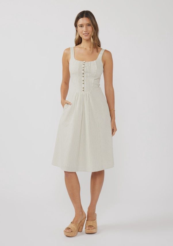 Pinstripe Cotton Corset Midi