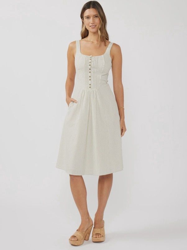 Pinstripe Cotton Corset Midi