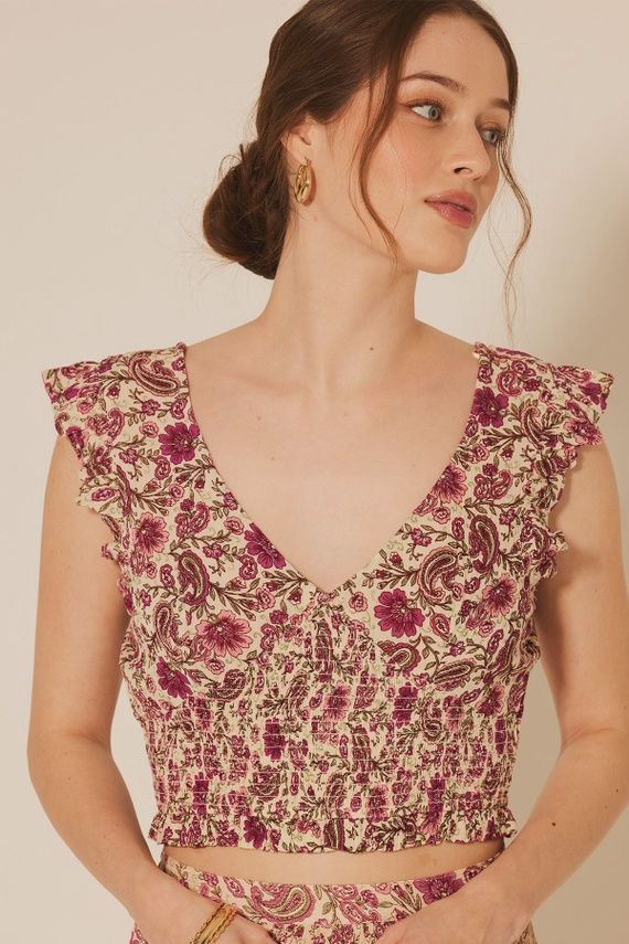 Paisley Floral Ruffle Top