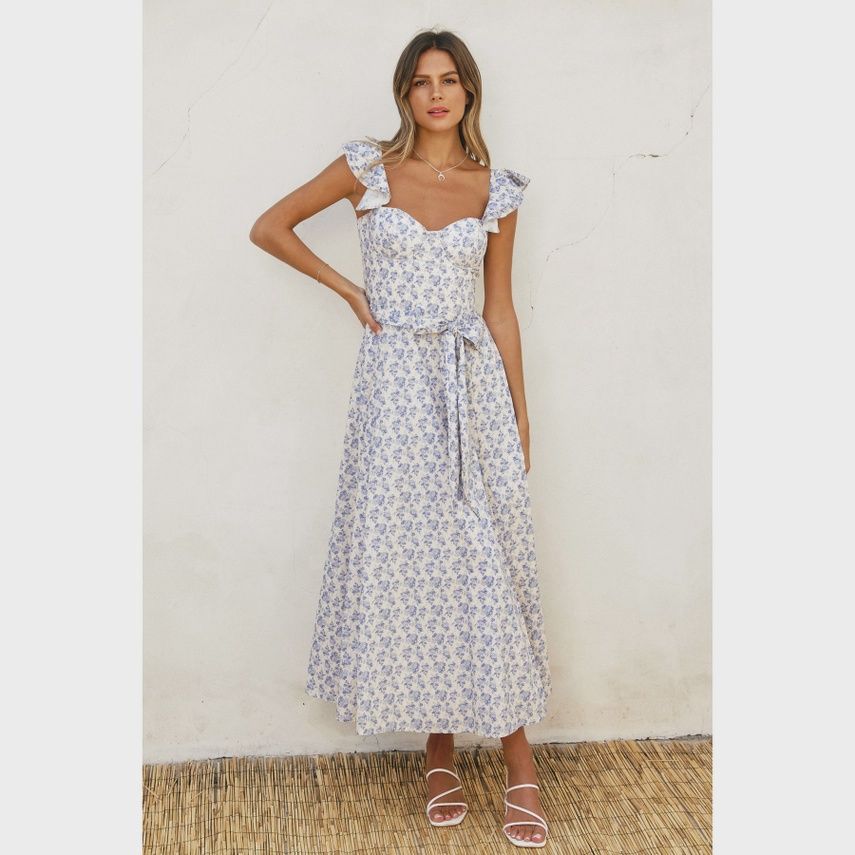 Parisian Bloom Flutter Sleeve Maxi