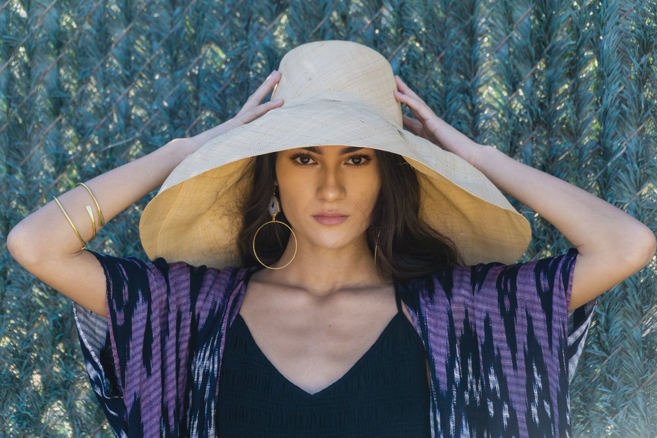 Sun Hat Handloomed Rafia 7", Colour: Natural