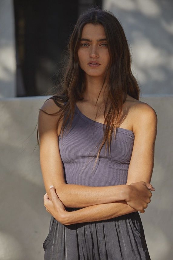 One Shoulder Tank, Colour: Grey, Size: S/M
