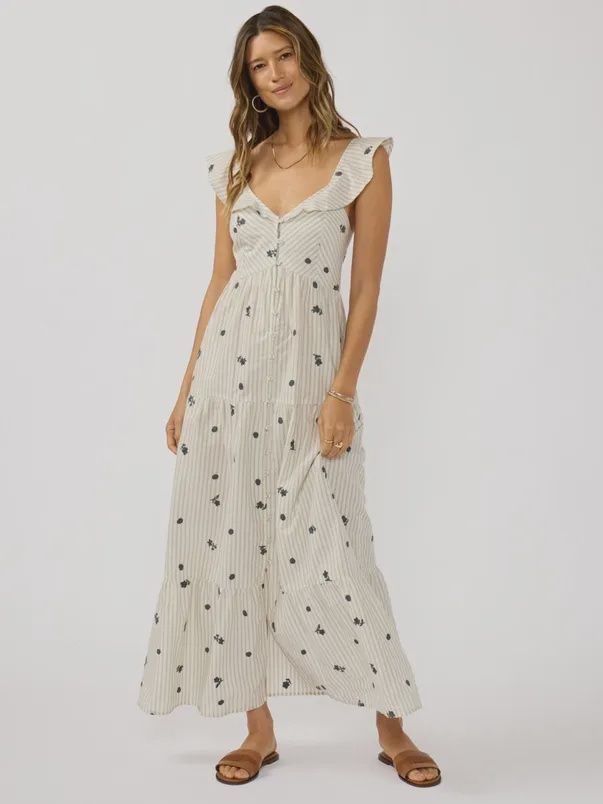 Maxi Embroidered Grey Buttons