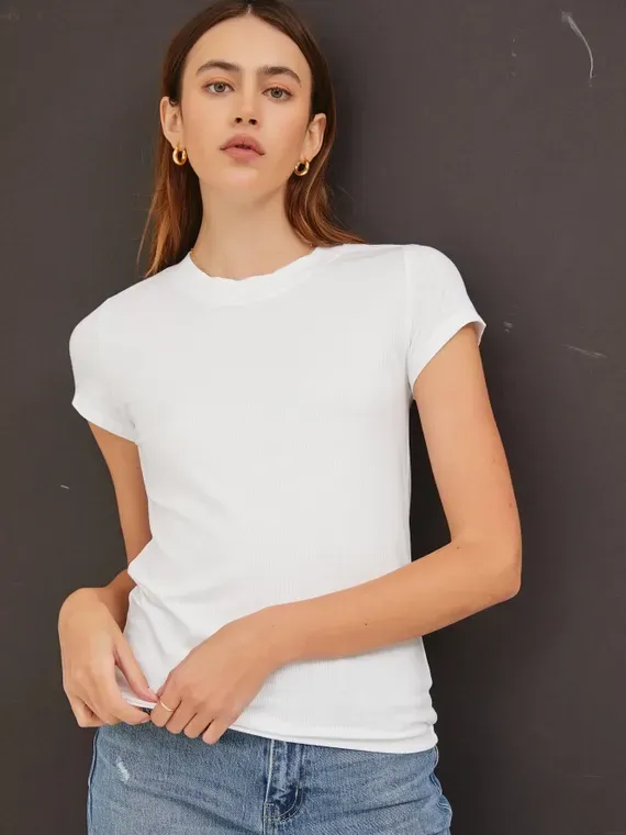 Crew Neck Ribbed T