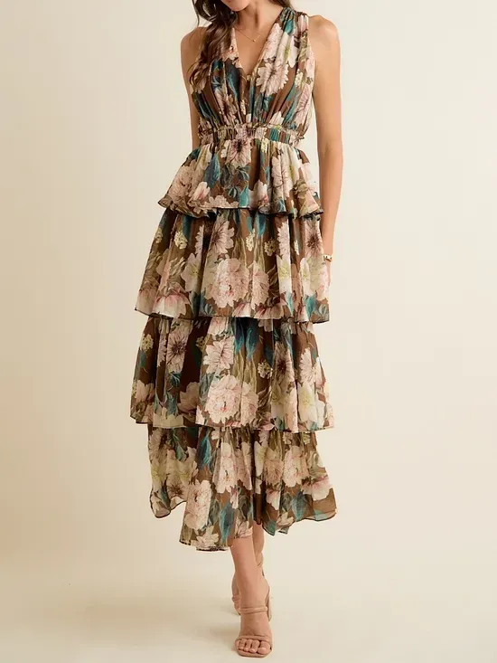 Autum Bloom Tiered Midi
