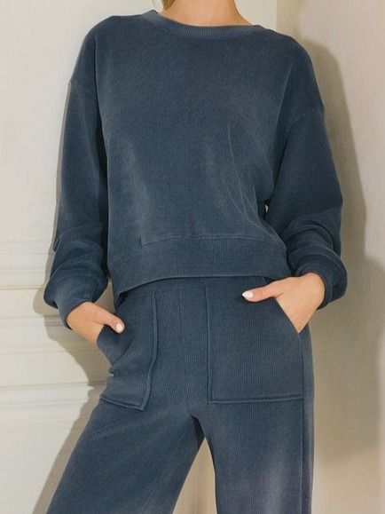 Comfy Corduroy Sweatshirt Blue