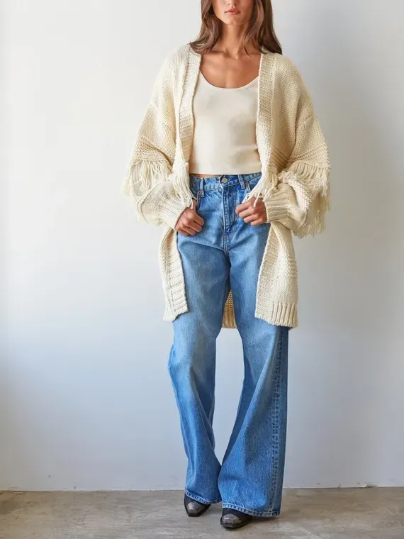 Oversized Fringe Cream