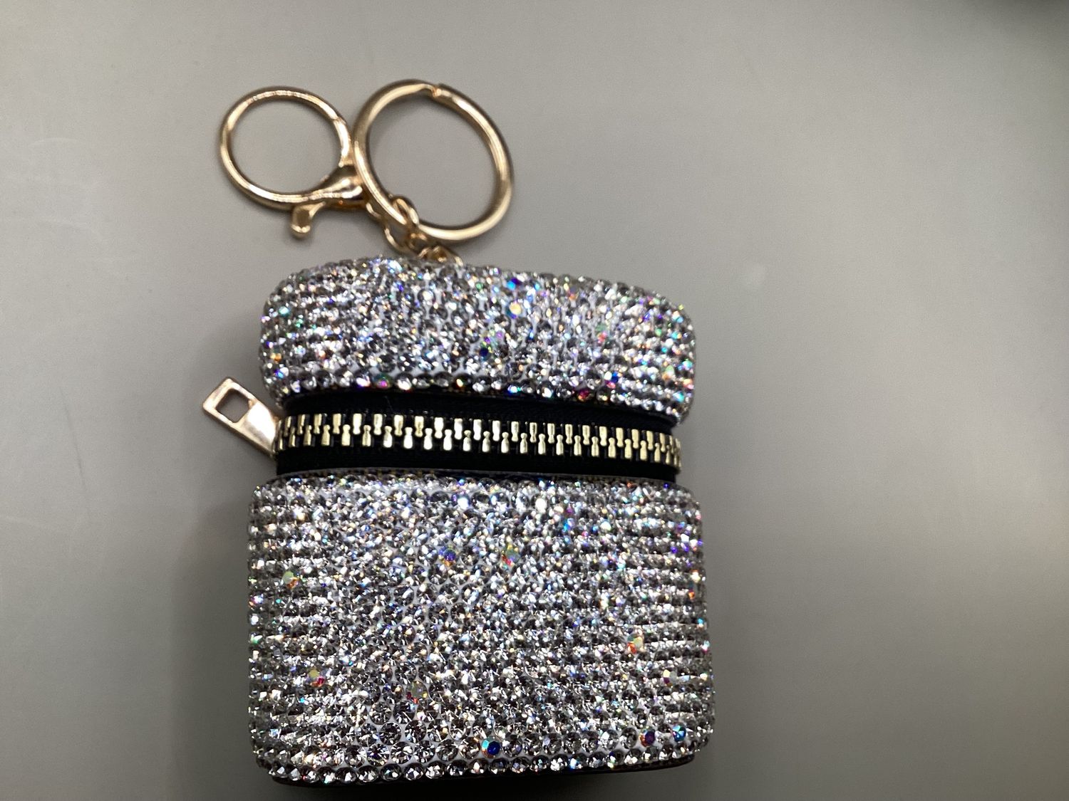 Rhinestone covered Case  Studded zipper Lipstick with  Rhinestone