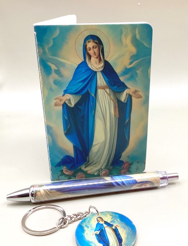 Notepad, (30 pages),  Pen (Black Ink), Key ring