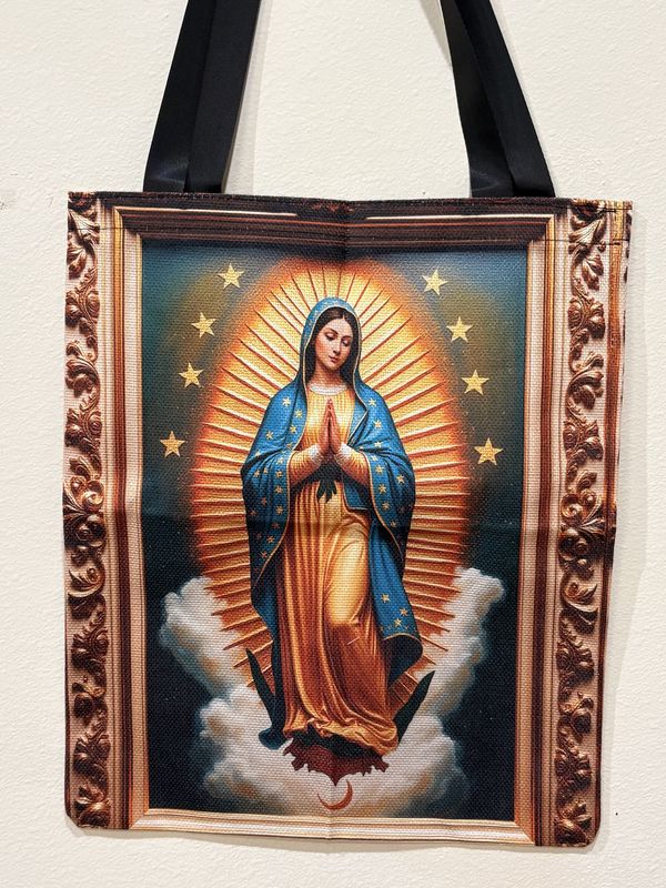Tote Bags Canvas with Our Lady of Guadalupe