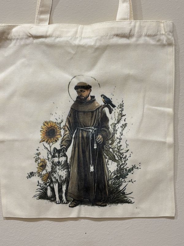 Tote Bags Canvas with St Francis of Assisi
