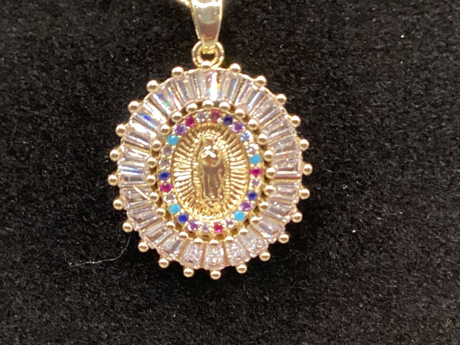 Necklace Our Lady of Guadalupe with Bagette-style  Small