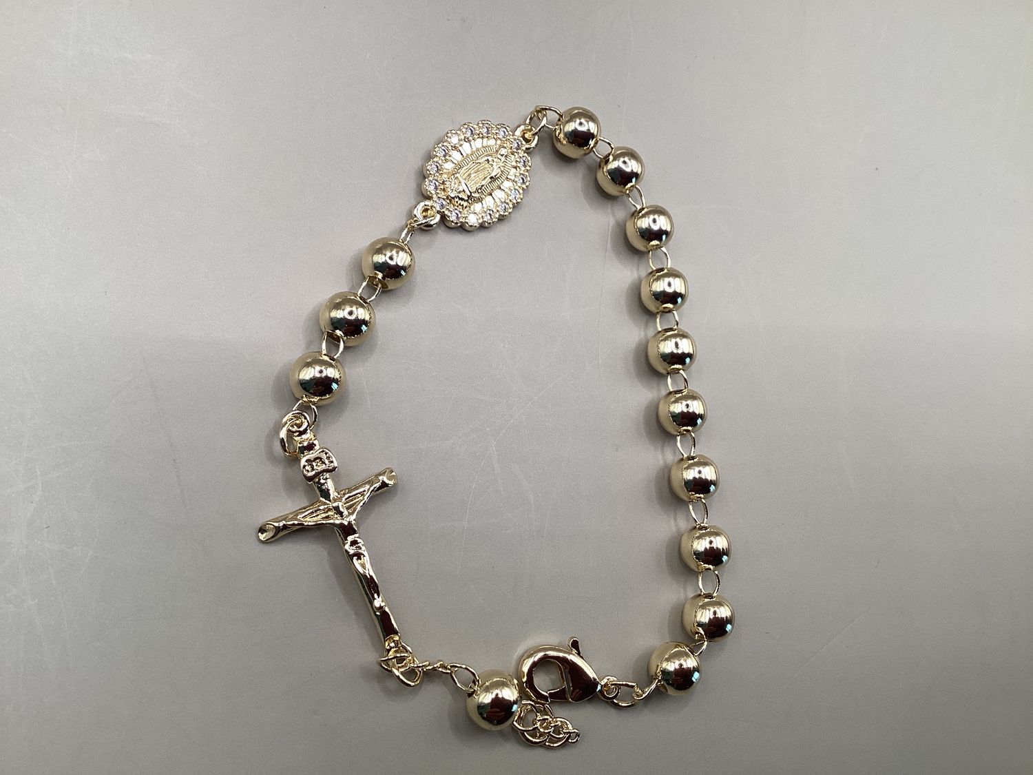 Rosary One Decade gold-tone with Virgin Mary