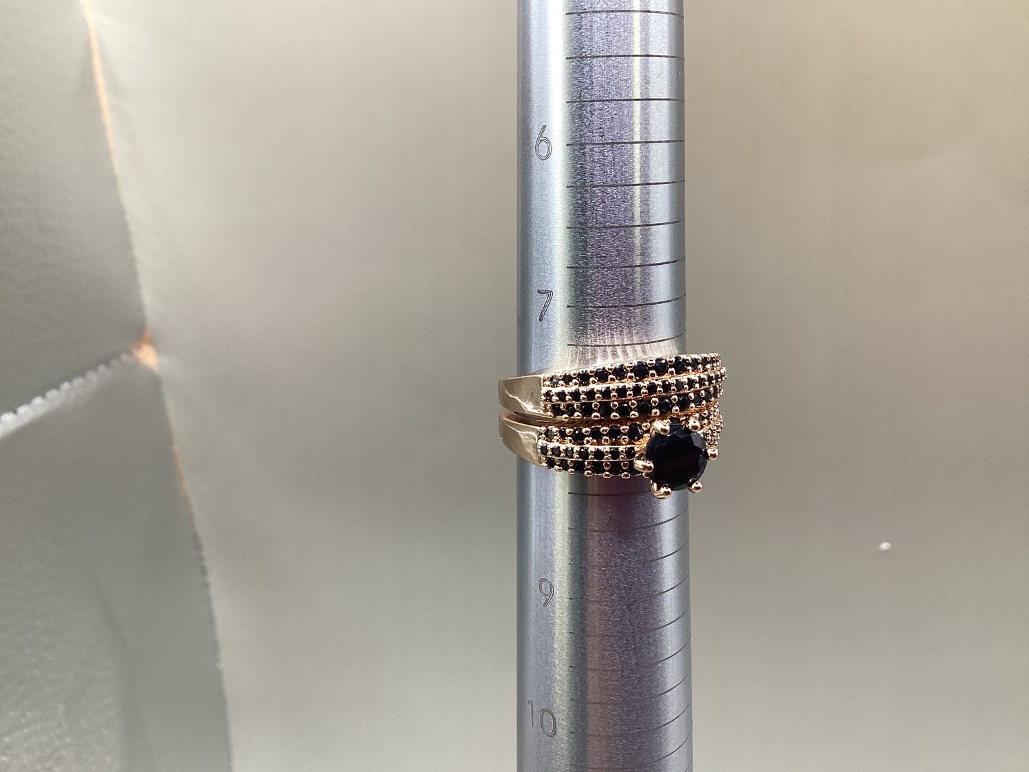 2 piece ring set with Ebony stones