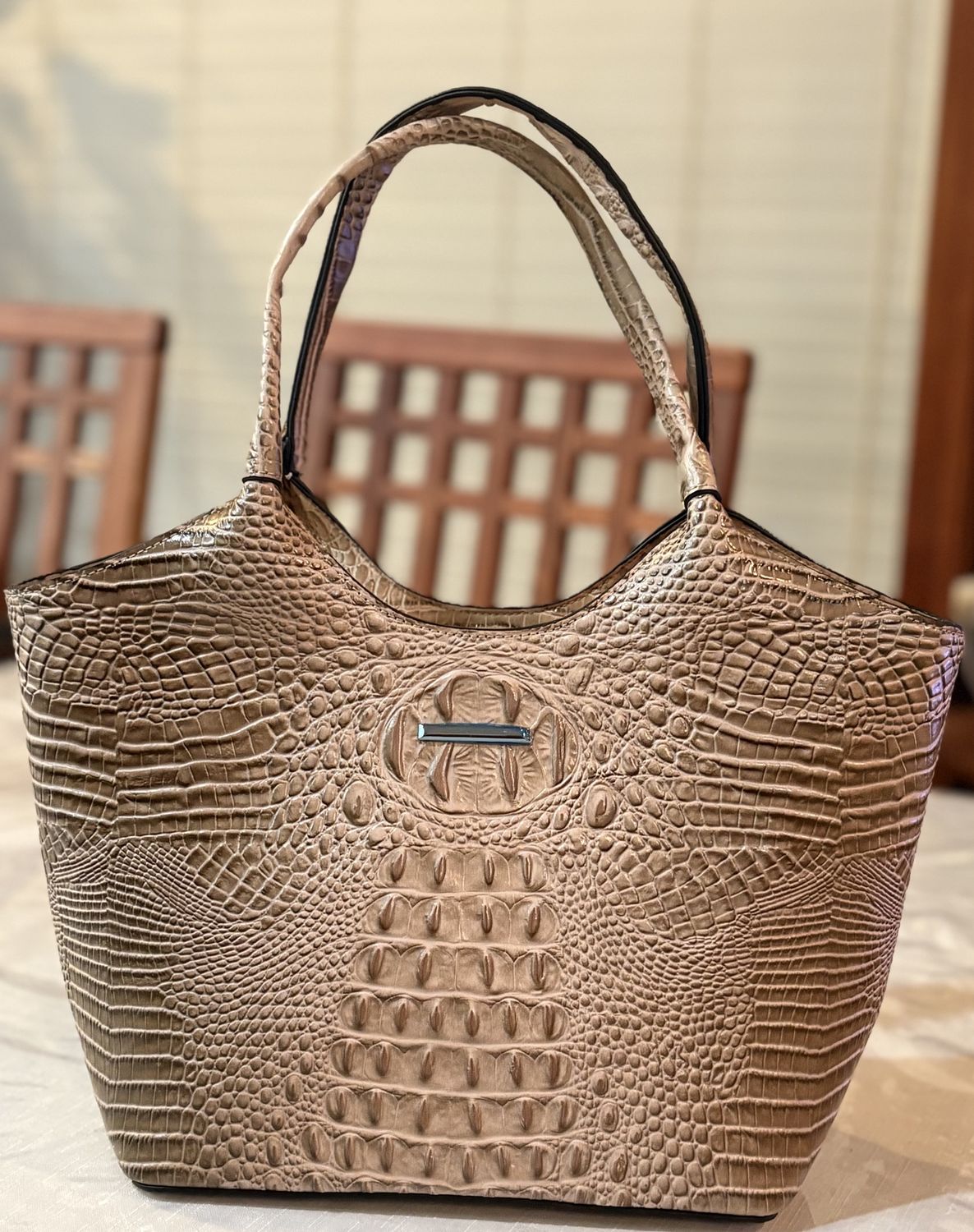 Textured Beige Handbag