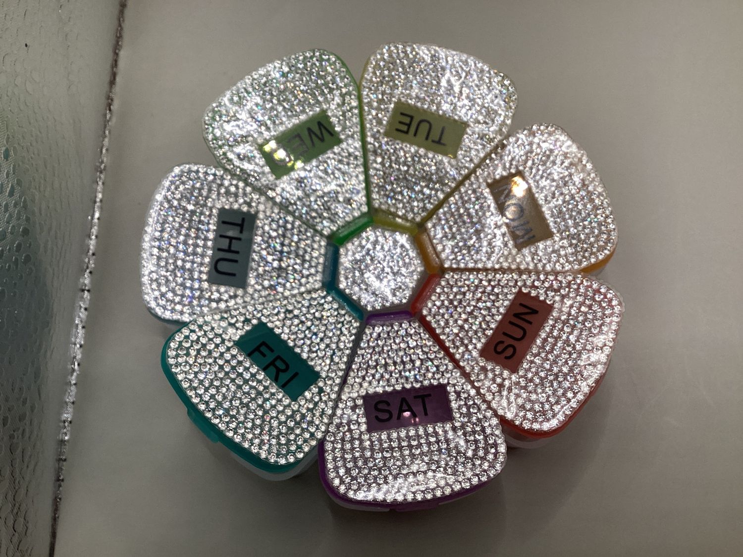 7 day pill organizer- Rhinestone sparkle Edition