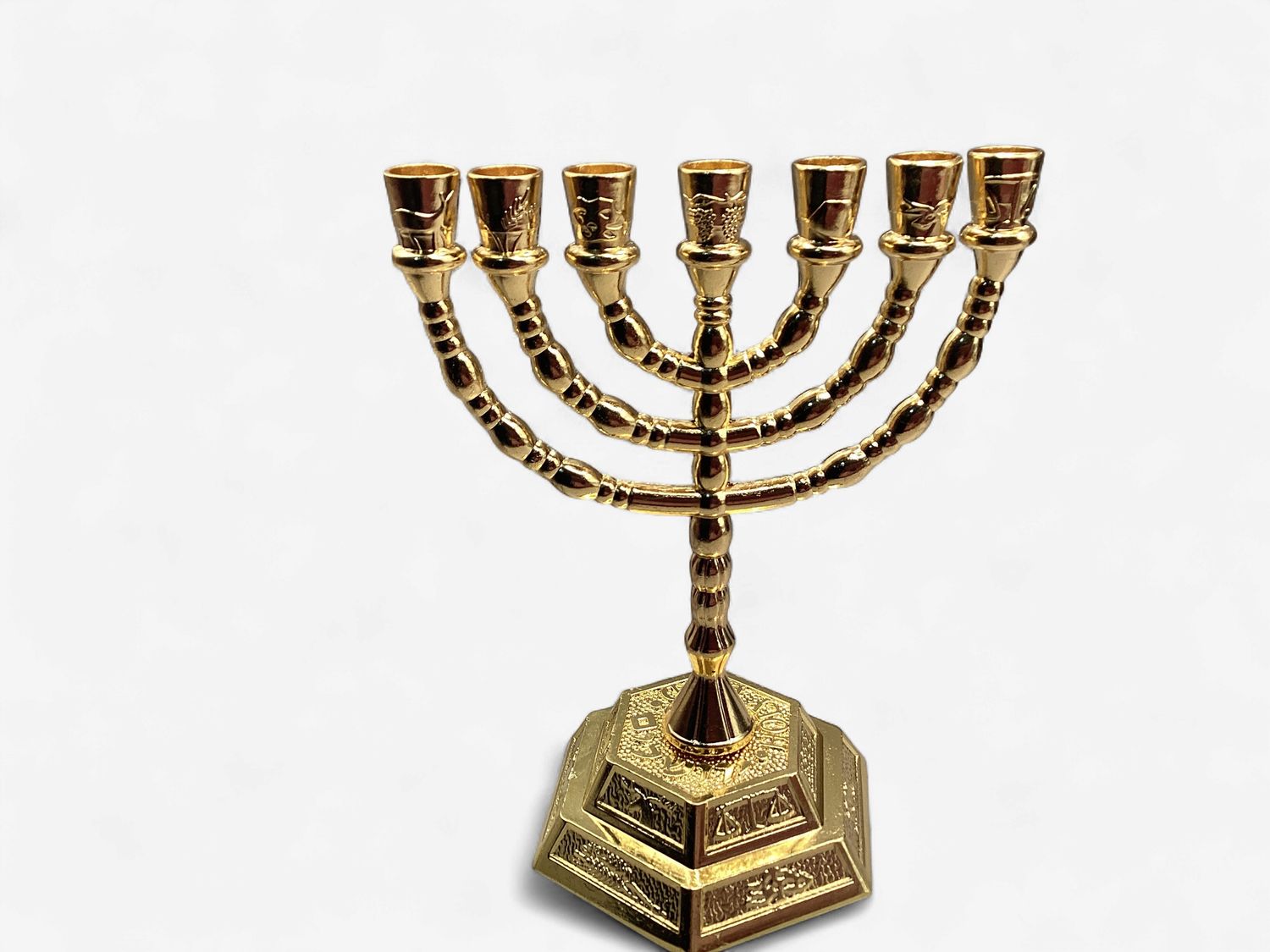 Gold-tone Menorah- Seven Branch Jewish Symbol