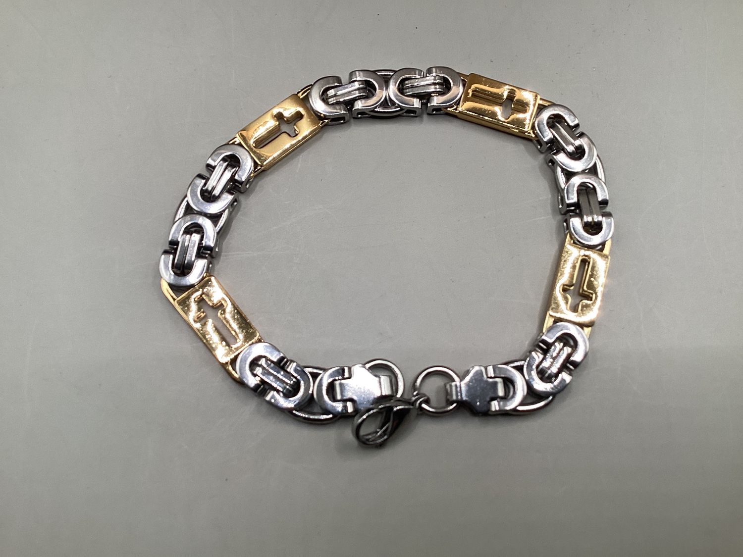 Two tone Cross link Faith bracelet