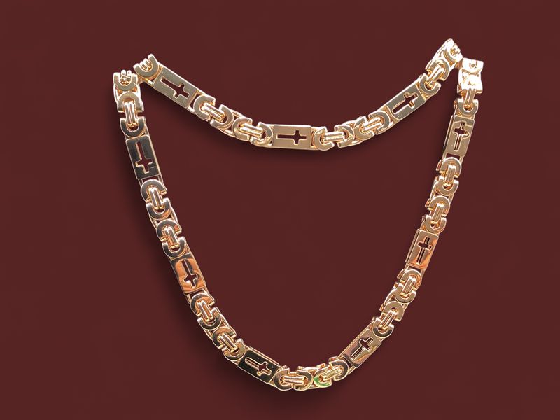 Gold tone Cross Link Necklace &amp; Bracelet Set