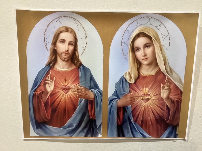 Sacred Heart of Jesus and immaculate heart of Mary devotional print