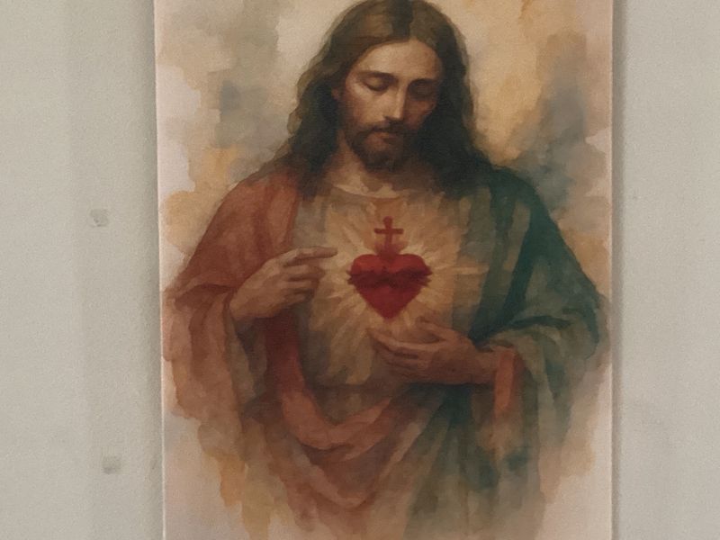 Sacred Heart of Jesus Watercolor Canvas Art