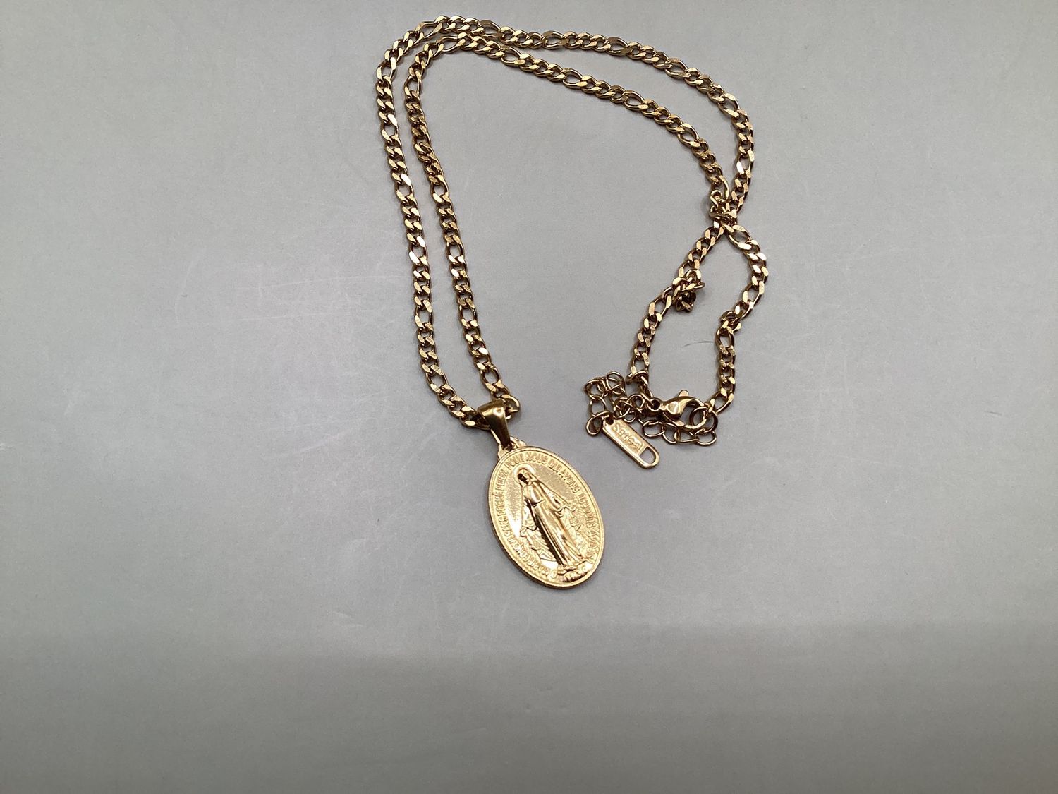 Necklace Miraculous Medal, gold tone, 1 inch pendant