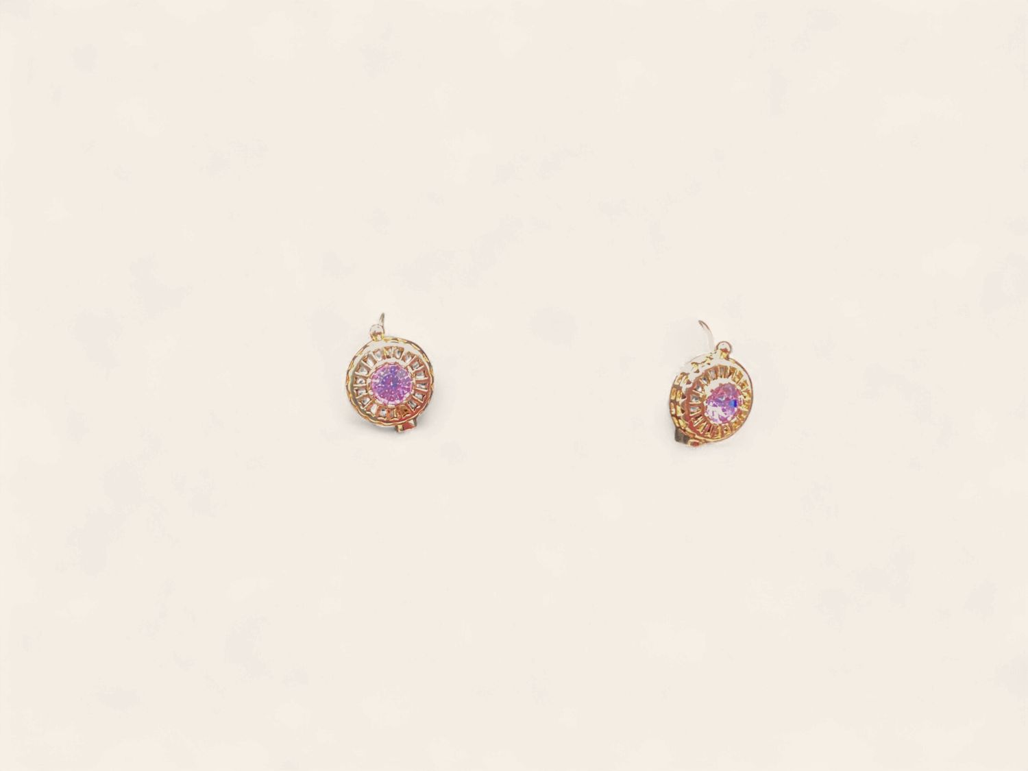 Earrings Gold-tone Lavendar Stone
