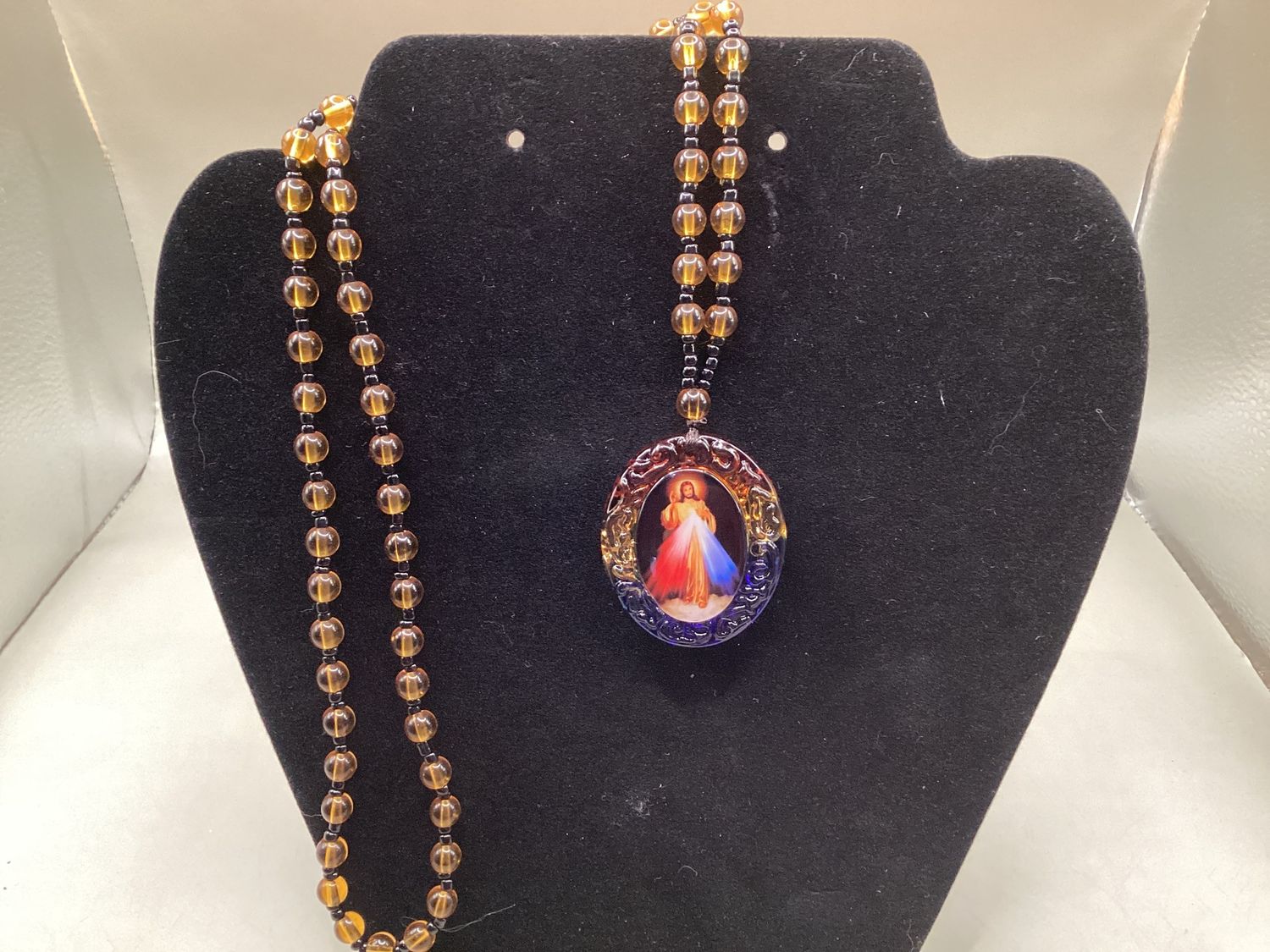 Necklace 24 “ Sacred Heart of Jesus Beaded