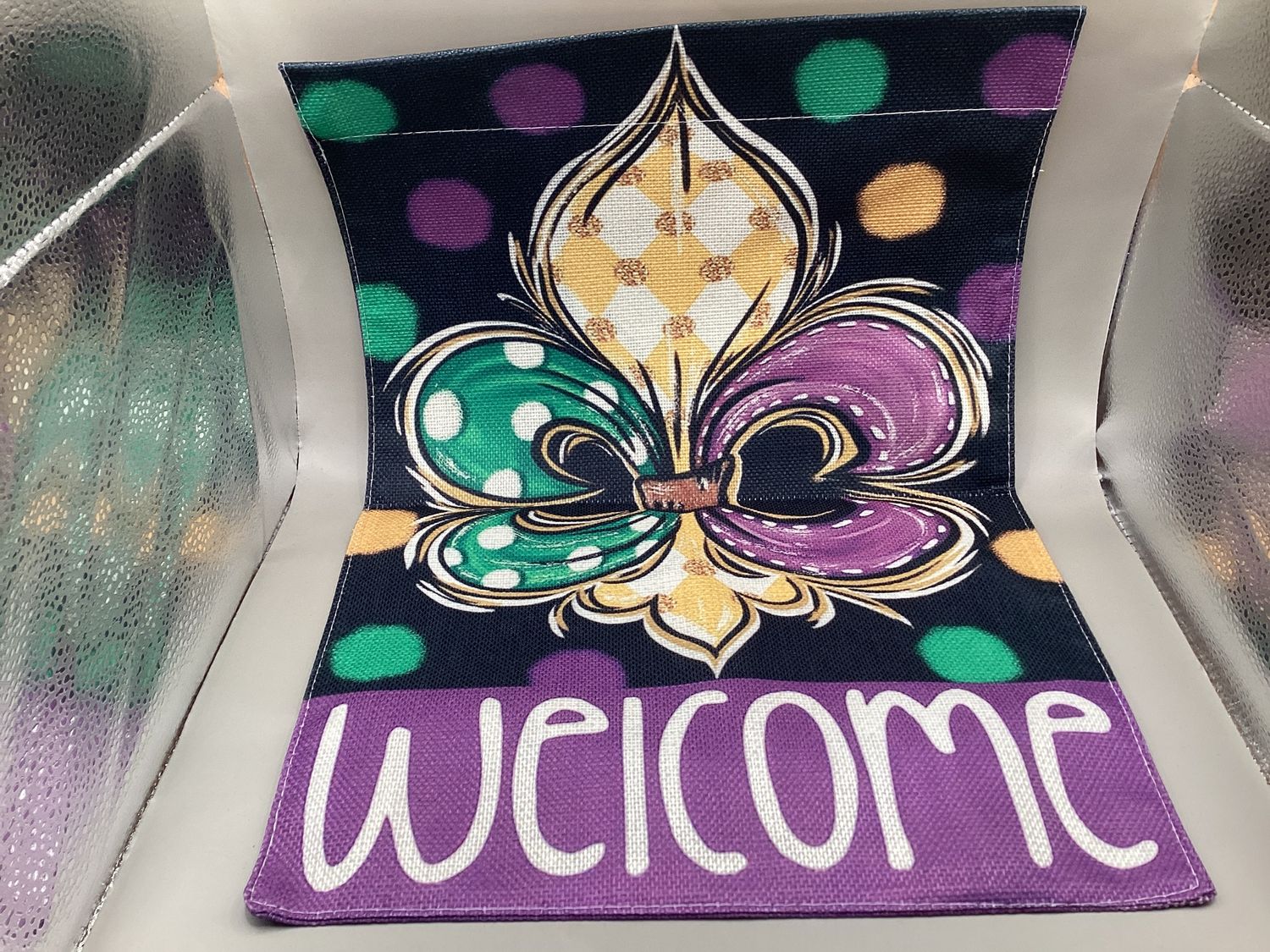 Mardi Gras Fleur-de-lis Welcome Garden Flag