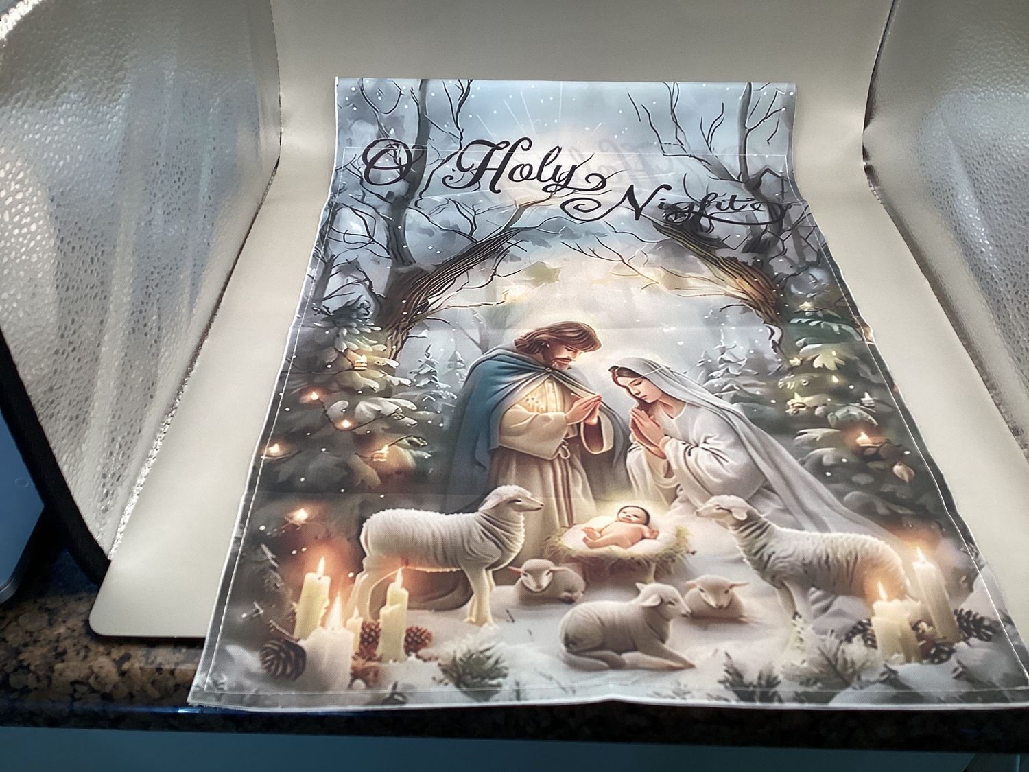 O Holy Night Nativity . Garden Flag